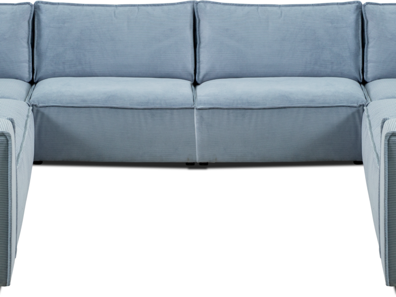 Sivá kombinovateľná modulová sedačka s úložným priestorom.